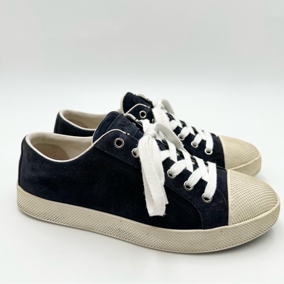 Prada Navy Blue Suede Women's Sneakers - Picture 1 of 11